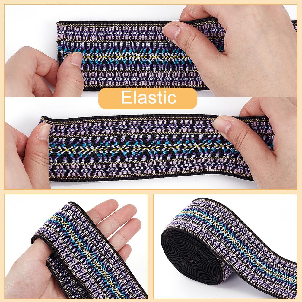 BENECREAT Bande Élastique Jacquard Noir 50mm 2,3m Tissé
