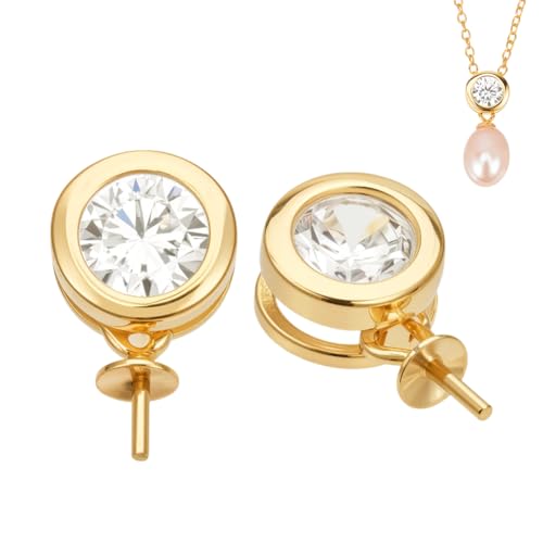 BENECREAT Bélière Vis Dorée Argent 925 Zircon x2