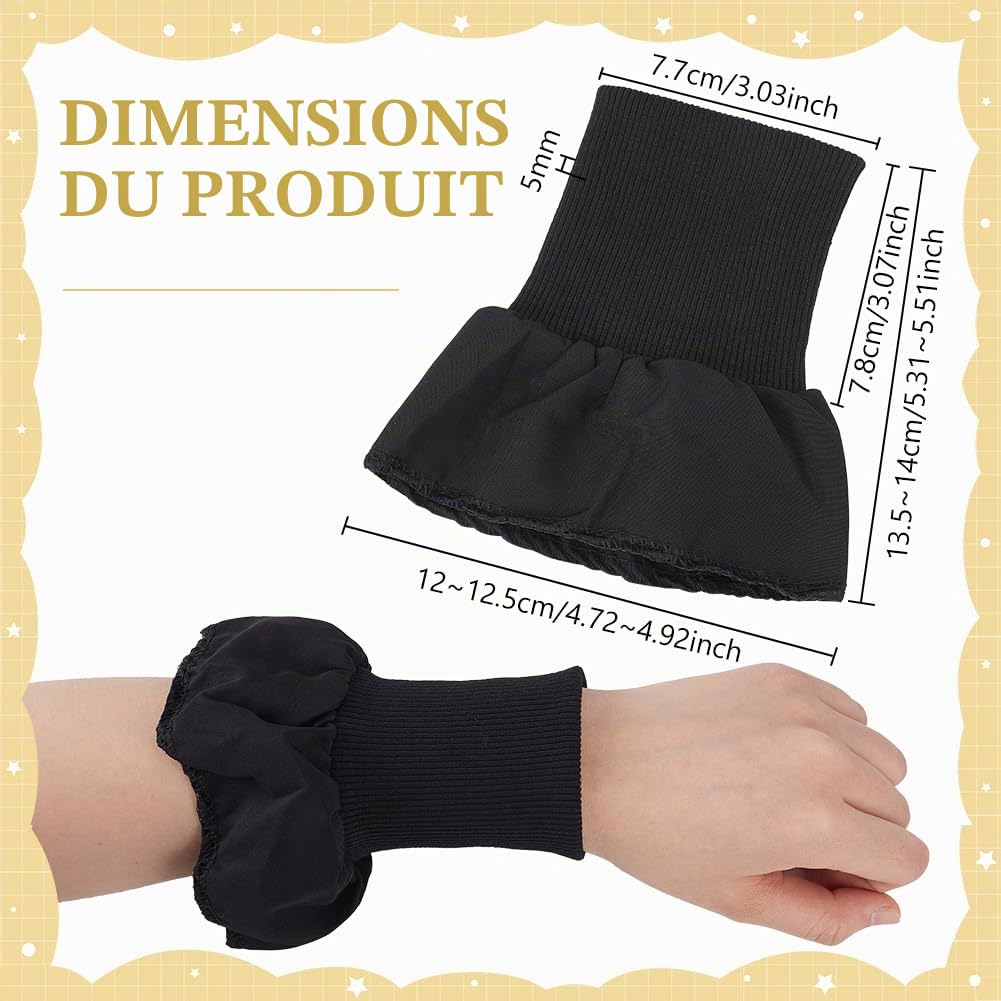 BENECREAT Manchettes Côtelées Noires 3 Paires Polyester