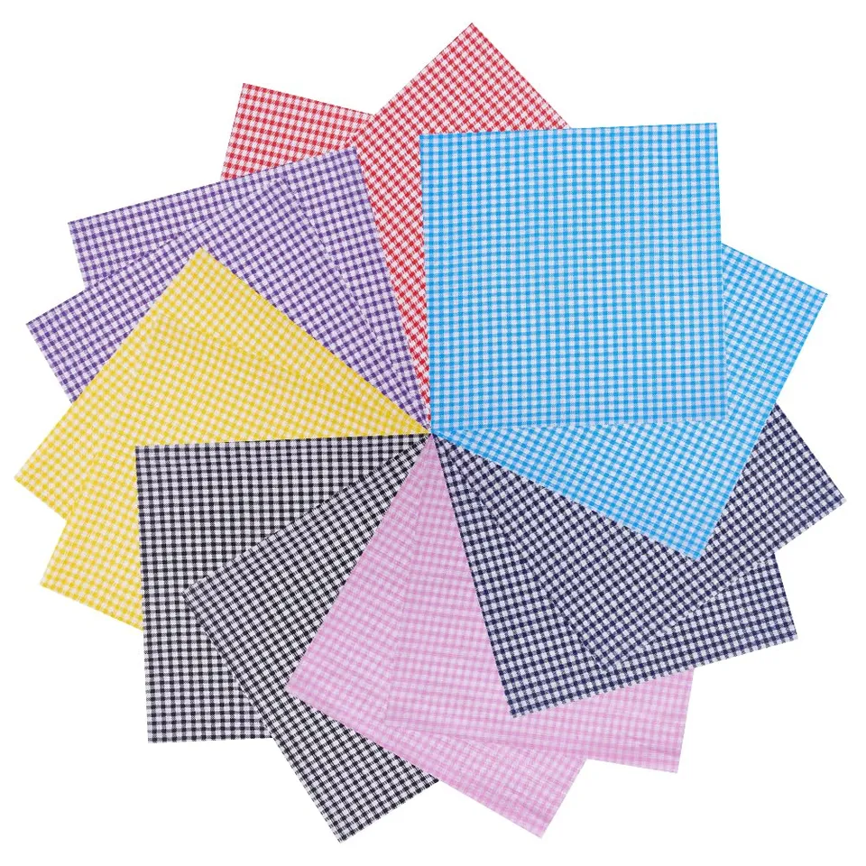 BENECREAT Coupon coton vichy multicolore 50,5x51,5cm lot 14