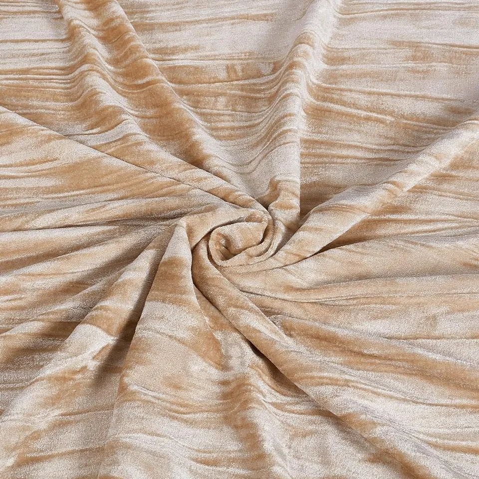 BENECREAT Tissu velours beige polyélasthanne 1x1,7m