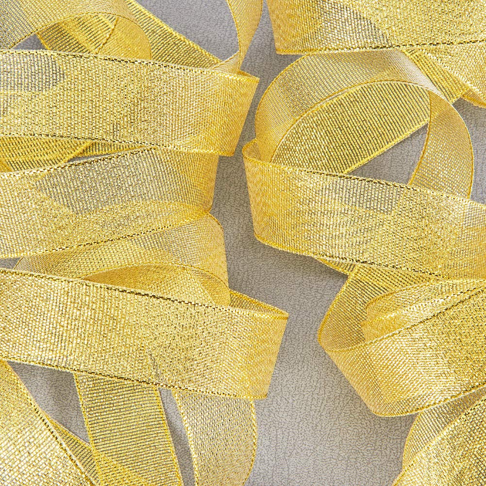 BENECREAT Ruban Organza Paillettes Or 25 mm 5 x 25 verges