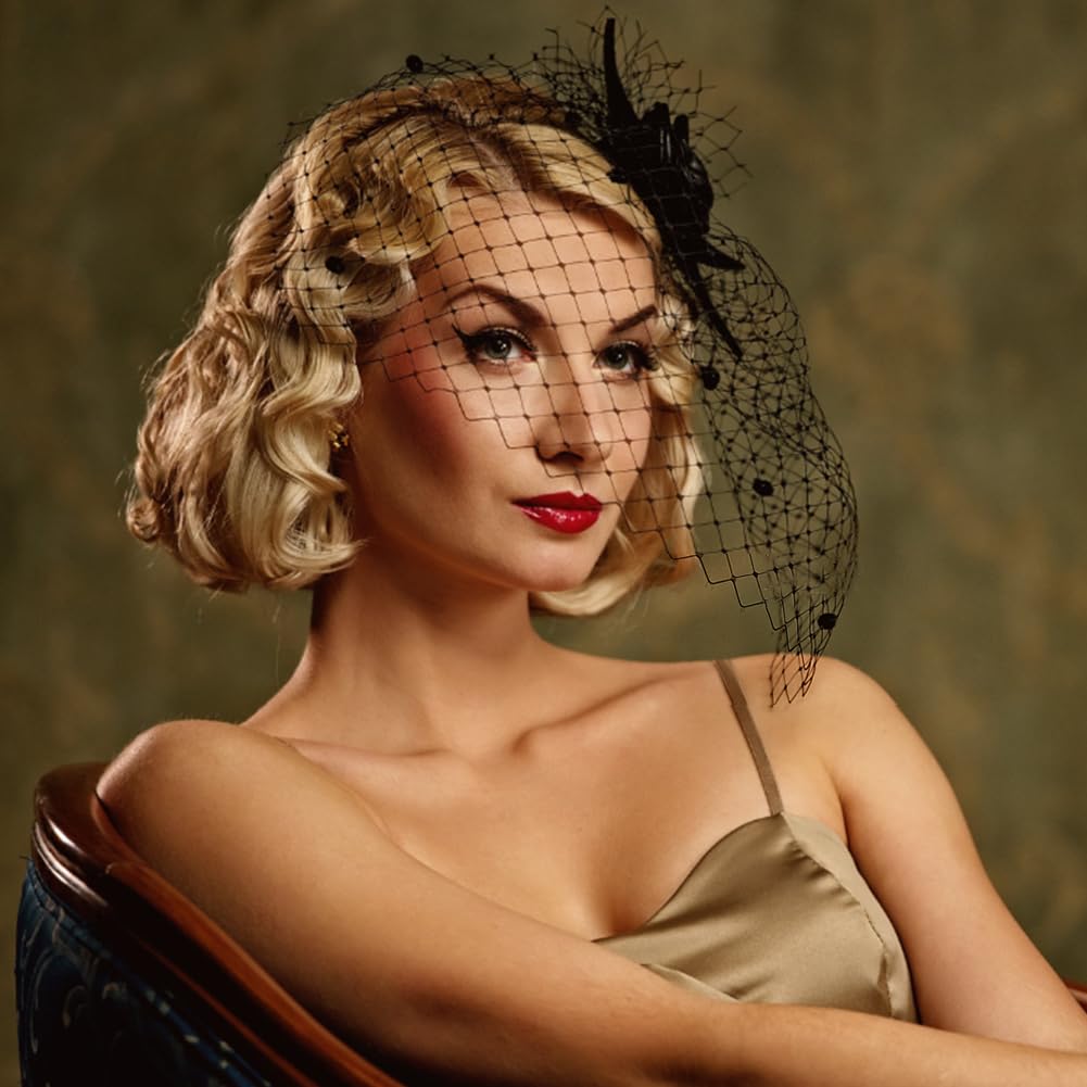 BENECREAT voilette chapeau organza noir 45cm x 2m mariage
