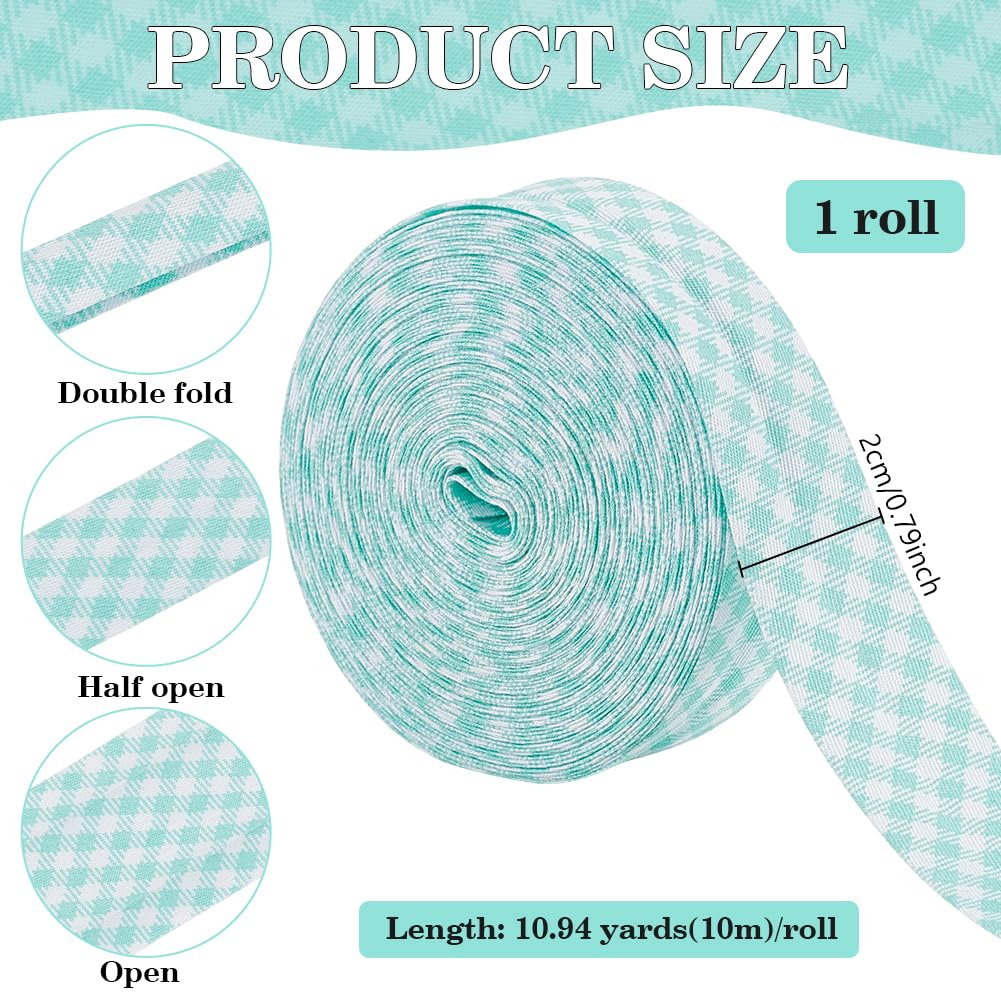 BENECREAT biais coton tartan turquoise 20mm 10m